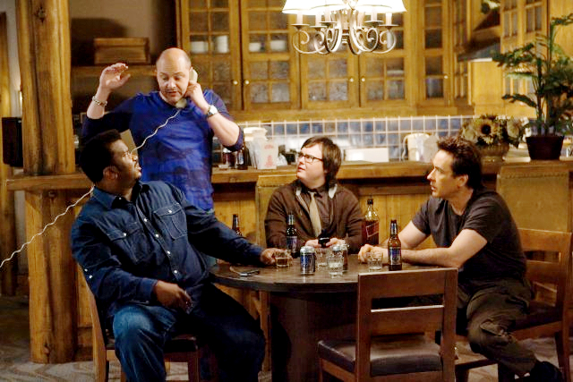 Craig Robinson, Rob Corddry, Clark Duke and John Cusack in MGM's Hot Tub Time Machine (2010)