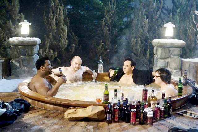 Craig Robinson, Rob Corddry, John Cusack and Clark Duke in MGM's Hot Tub Time Machine (2010)