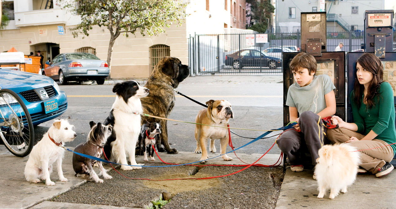 Jake T. Austin stars as Bruce and Emma Roberts stars as Andi in DreamWorks' Hotel for Dogs (2009)