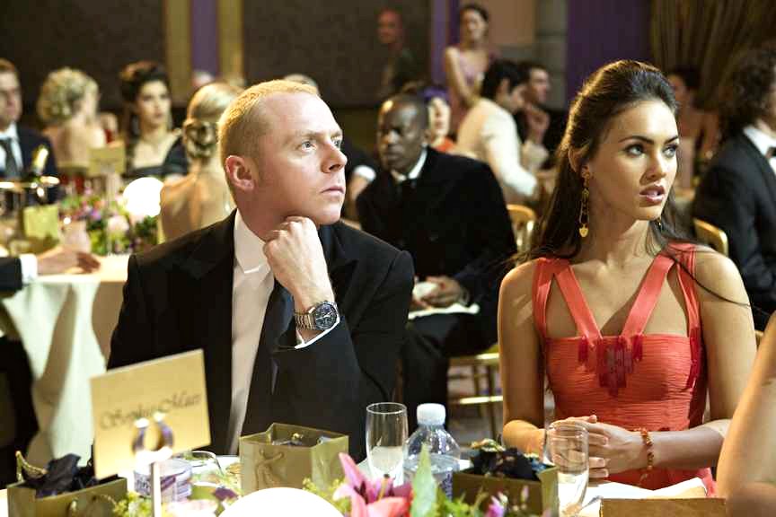 Simon Pegg stars as Sidney Young and Megan Fox stars as Sophie Maes in MGM's How to Lose Friends & Alienate People (2008). Photo credit by Kerry Brown.