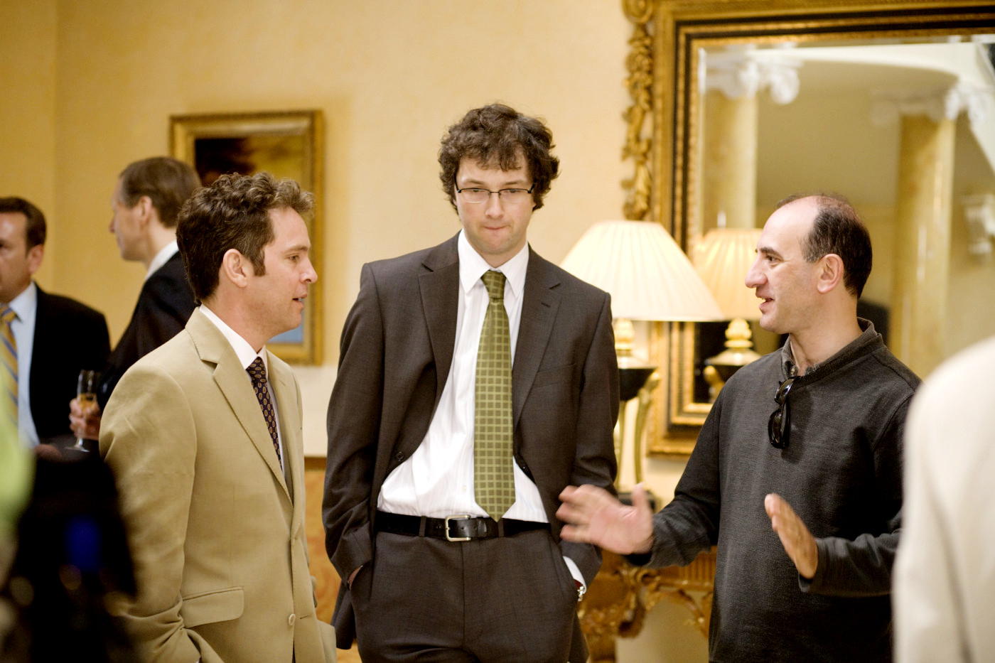 Tom Hollander, Chris Addison and Director Armando Iannucci in IFC Films' In the Loop (2009)