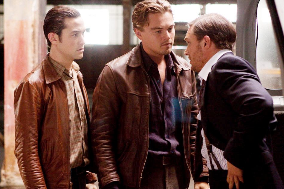 Joseph Gordon-Levitt, Leonardo DiCaprio and Tom Hardy in Warner Bros. Pictures' Inception (2010)