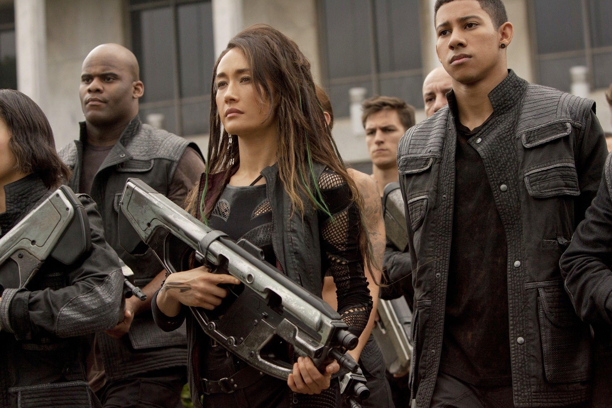 Maggie Q stars as Tori and Keiynan Lonsdale stars as Uriah in Summit Entertainment's The Divergent Series: Insurgent (2015)