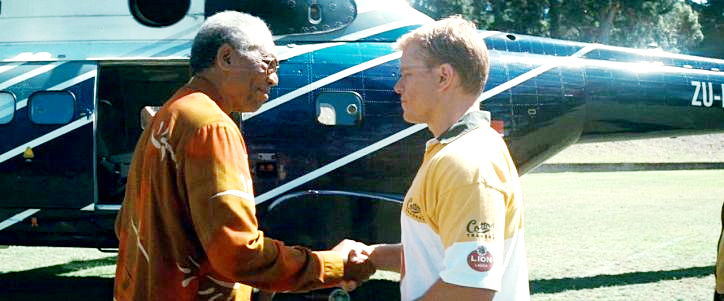 Morgan Freeman stars as Nelson Mandela and Matt Damon stars as Francois Pienaar in Warner Bros. Pictures' Invictus (2009)