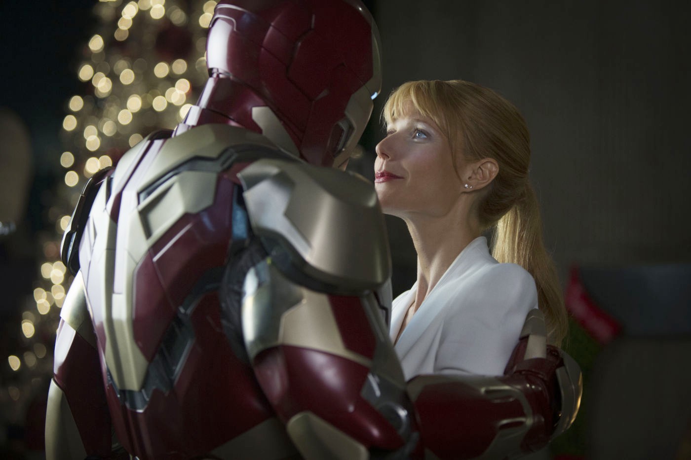 Iron Man and Gwyneth Paltrow (stars as Pepper Potts) in Walt Disney Pictures' Iron Man 3 (2013)