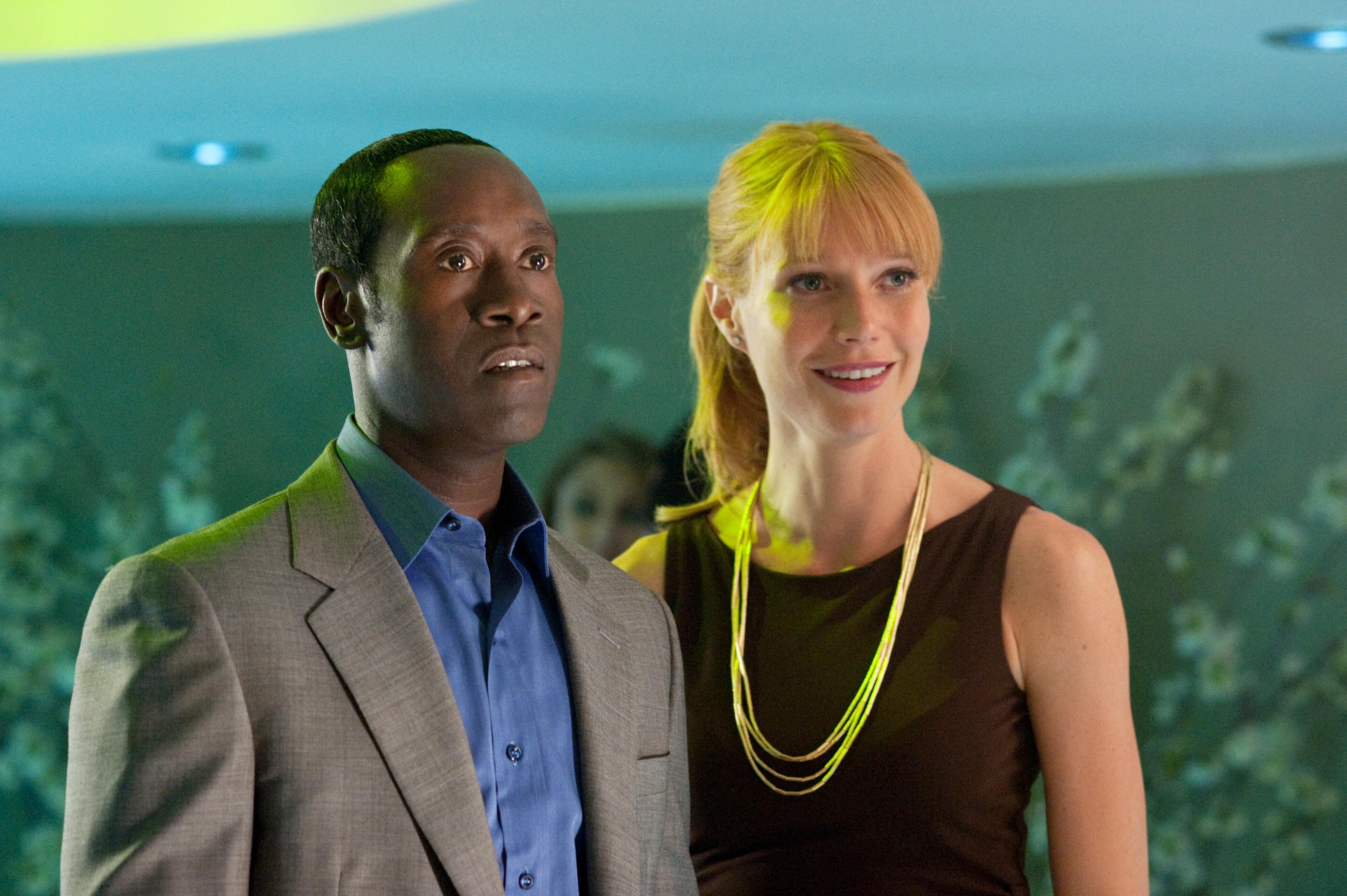 Don Cheadle stars as Col. James 'Rhodey' Rhodes and Gwyneth Paltrow stars as Pepper Potts in Paramount Pictures' Iron Man 2 (2010)