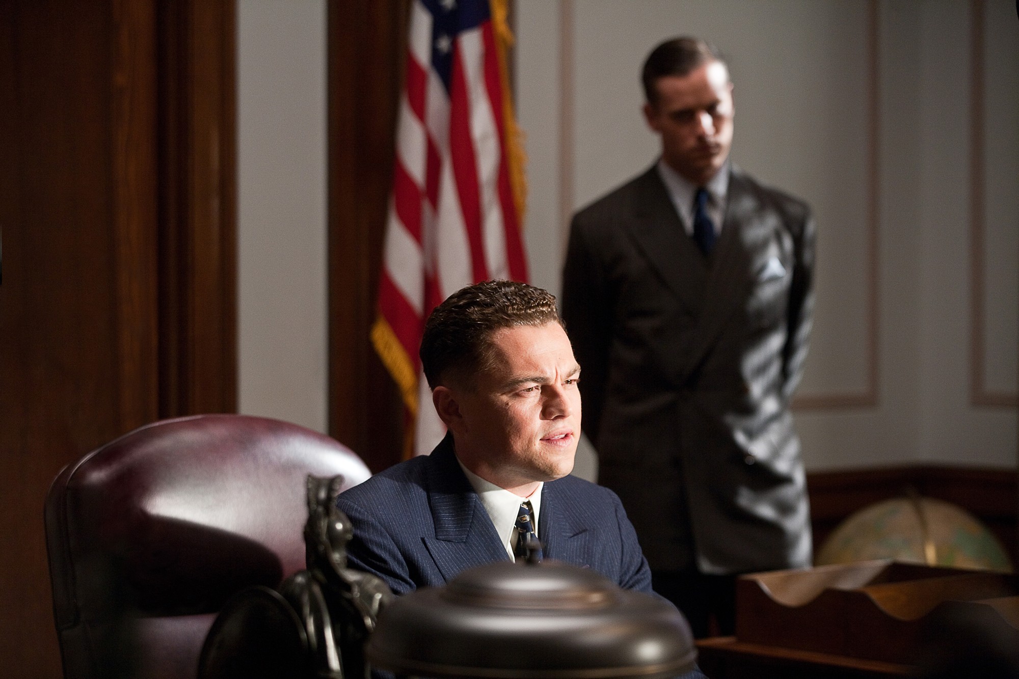 Leonardo DiCaprio stars as J. Edgar Hoover and Armie Hammer stars as Clyde Tolson in Warner Bros. Pictures' J. Edgar (2011)