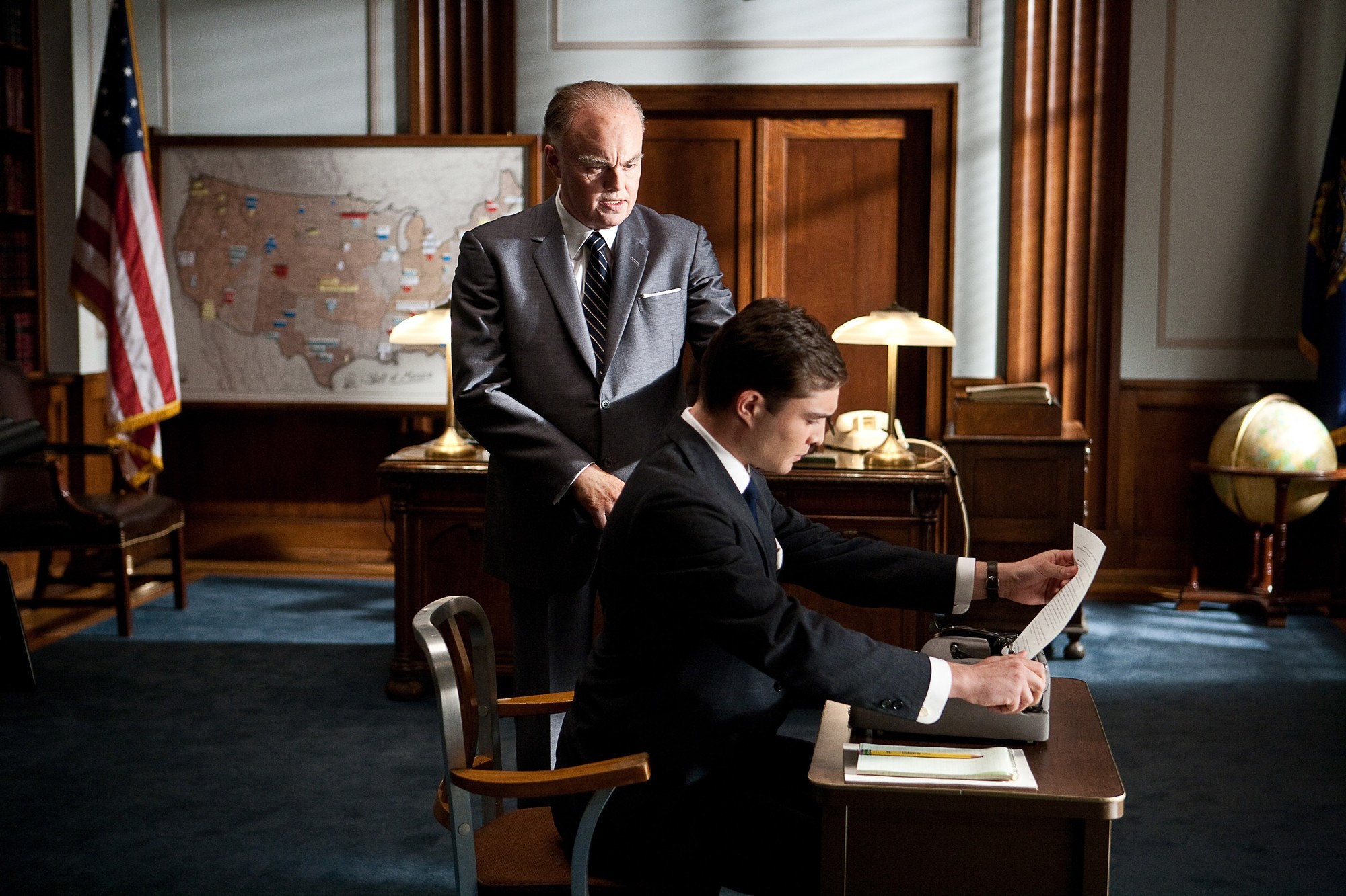 Leonardo DiCaprio stars as J. Edgar Hoover and Ed Westwick stars as Agent Smith in Warner Bros. Pictures' J. Edgar (2011)