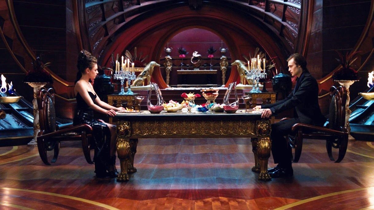 Mila Kunis stars as Jupiter Jones and Eddie Redmayne stars as Balem in Warner Bros. Pictures' Jupiter Ascending (2015)