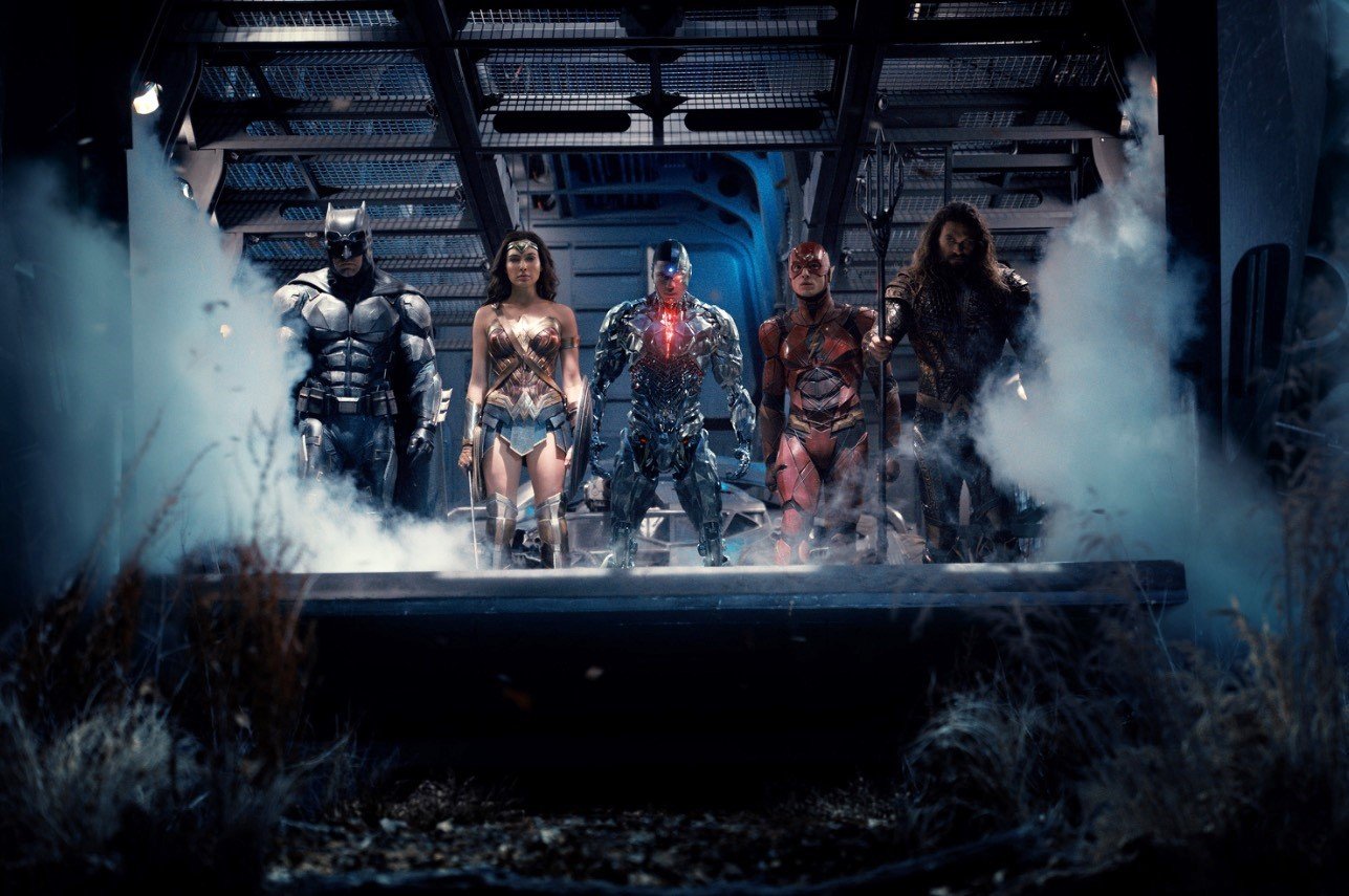 Ben Affleck, Gal Gadot, Ray Fisher, Ezra Miller and Jason Momoa in Warner Bros. Pictures' Justice League (2017)