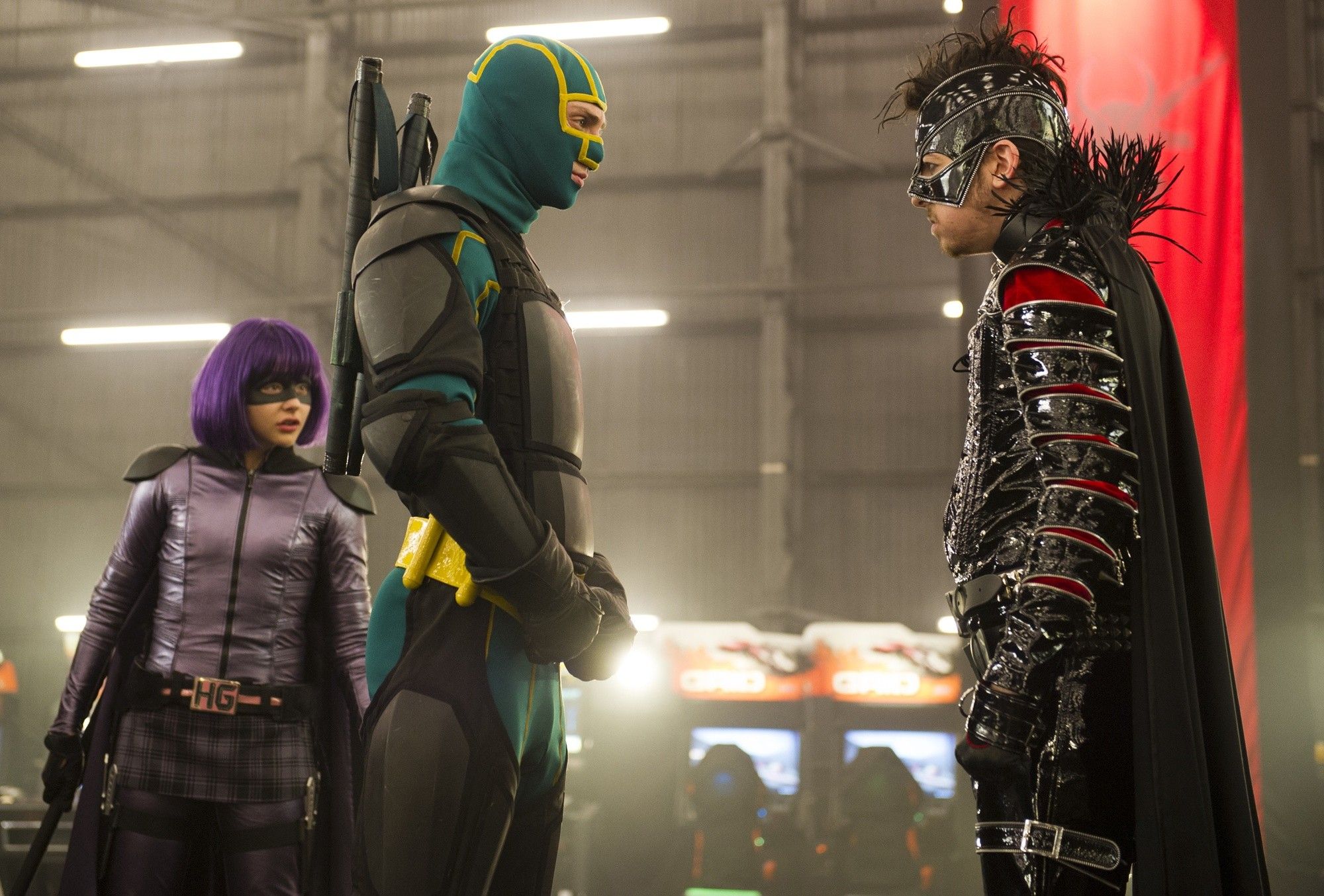 Chloe Moretz, Aaron Johnson and Christopher Mintz-Plasse in Universal Pictures' Kick-Ass 2 (2013)