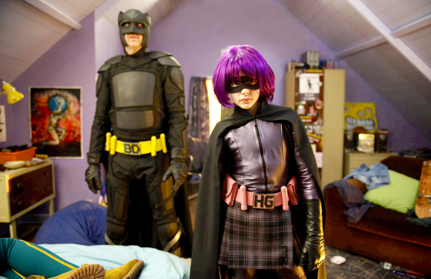 Nicolas Cage stars as Damon Macready/Big Daddy and Chloe Moretz stars as Hit Girl/Mindy Macready in Lionsgate Films' Kick-Ass (2010)