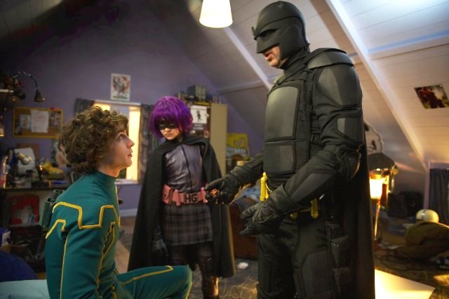 Aaron Johnson, Chloe Moretz and Nicolas Cage in Lionsgate Films' Kick-Ass (2010)