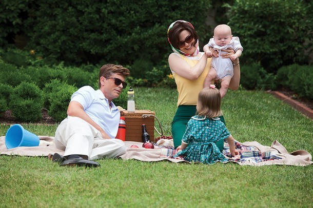 Rob Lowe stars as John F. Kennedy and Ginnifer Goodwin stars as Jacqueline Kennedy in National Geographic's Killing Kennedy (2013). Photo credit by Kent Eanes.
