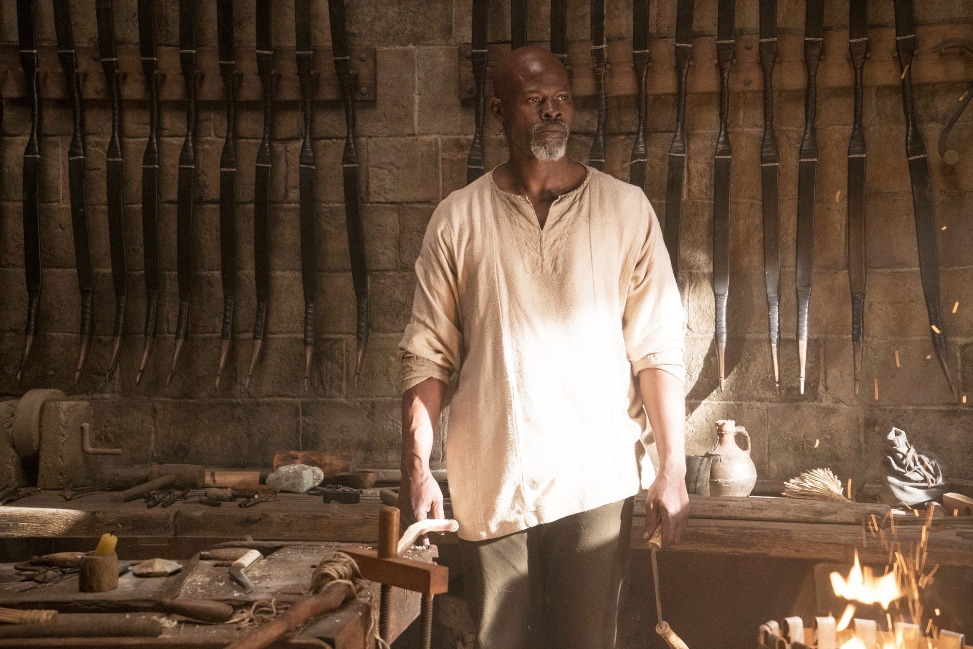 Djimon Hounsou stars as Sir Bedivere in Warner Bros. Pictures' King Arthur: Legend of the Sword (2017)