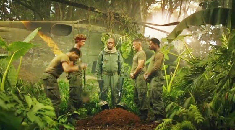 Eugene Cordero, Thomas Mann, Samuel L. Jackson, Shea Whigham and Jason Mitchell in Warner Bros. Pictures' Kong: Skull Island (2017)