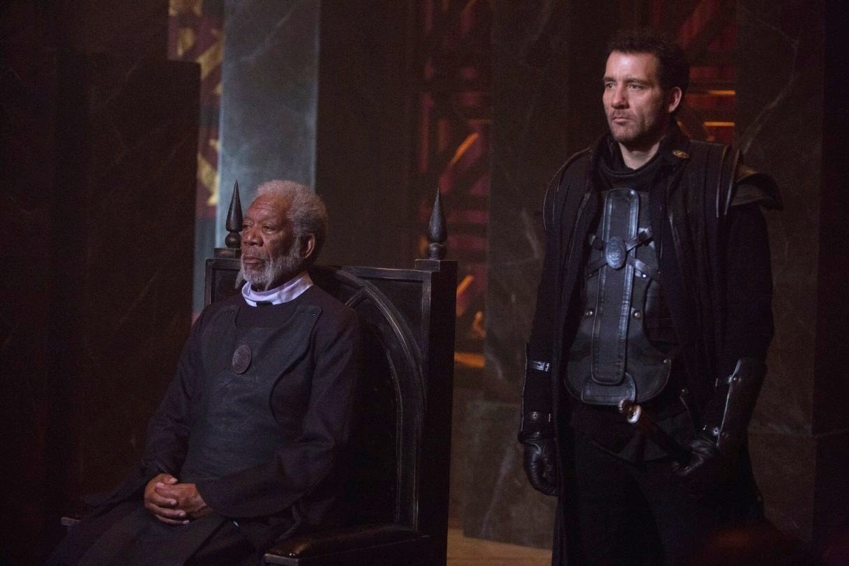 Morgan Freeman stars as Bartok and Clive Owen stars as Raiden in Lionsgate Films' Last Knights (2015). Photo credit by Larry Horricks.