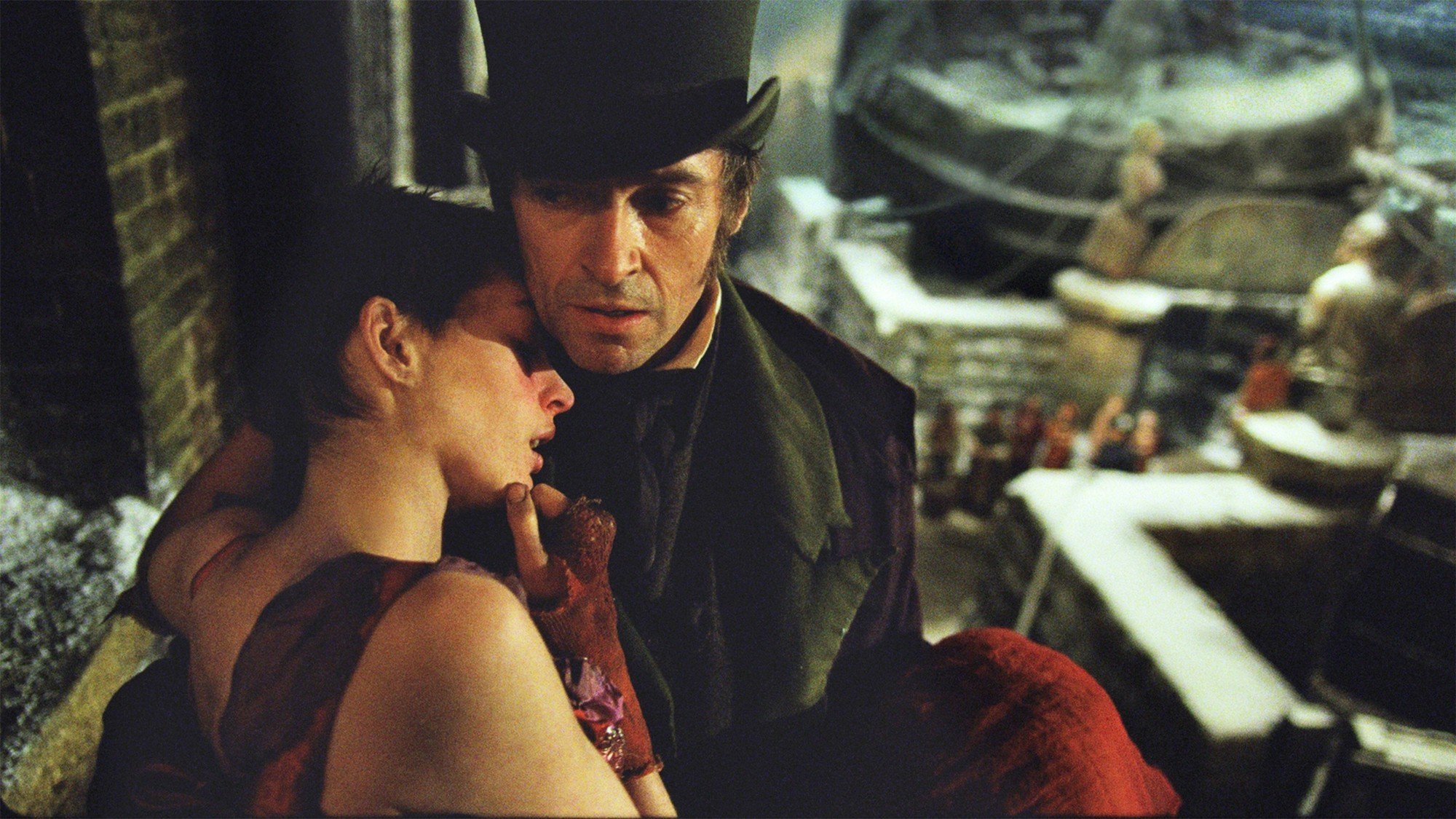 Anne Hathaway stars as Fantine and Hugh Jackman stars as Jean Valjean in Universal Pictures' Les Miserables (2012)
