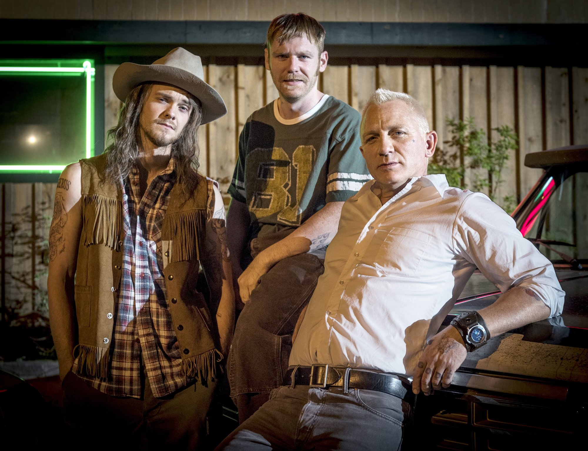 Jack Quaid, Brian Gleeson and Daniel Craig in Bleecker Street Media's Logan Lucky (2017)