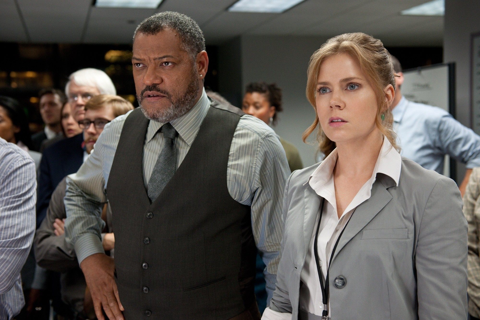 Laurence Fishburne stars as Perry White and Amy Adams stars as Lois Lane in Warner Bros. Pictures' Man of Steel (2013)