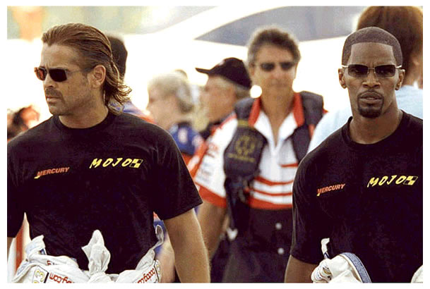 Colin Farrell as Det. Sonny Crockett and Jamie Foxx as Det. Ricardo Tubbs in Universal Pictures' Miami Vice (2006)