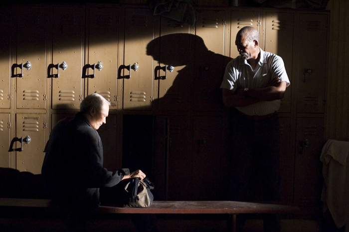 Clint Eastwood and Morgan Freeman in Warner Bros.' Million Dollar Baby (2004)