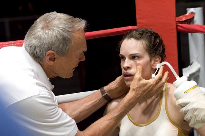 Clint Eastwood and Hilary Swank in Warner Bros.' Million Dollar Baby (2004)
