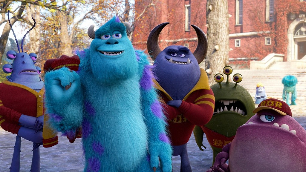 Javier Rios, Sulley, Johnny Worthington III, Reggie Jacobs and Chet Alexander from Walt Disney Pictures' Monsters University (2013)