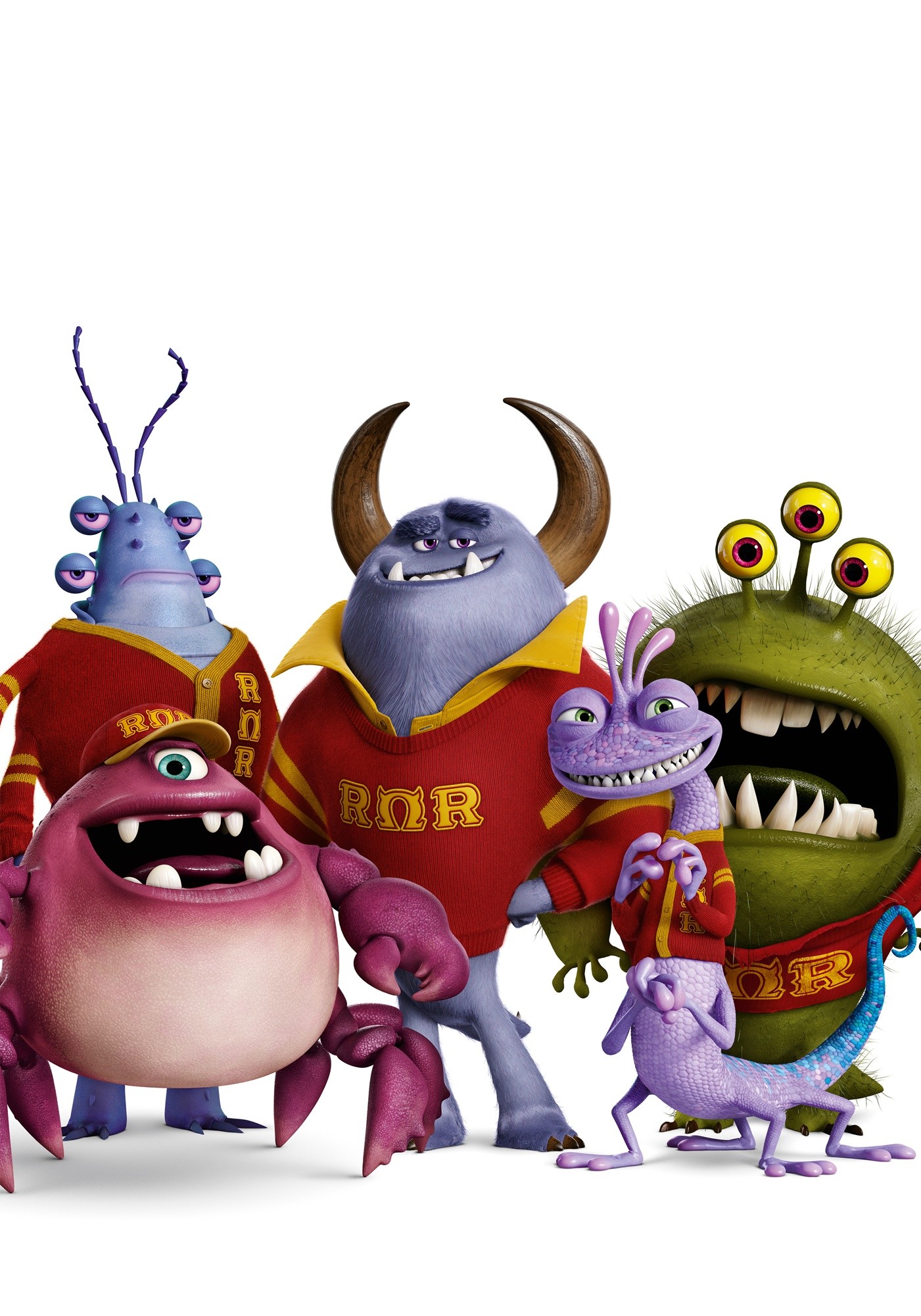 Javier Rios, Johnny Worthington III, Reggie Jacobs, Chet Alexander and Randall Boggs from Walt Disney Pictures' Monsters University (2013)