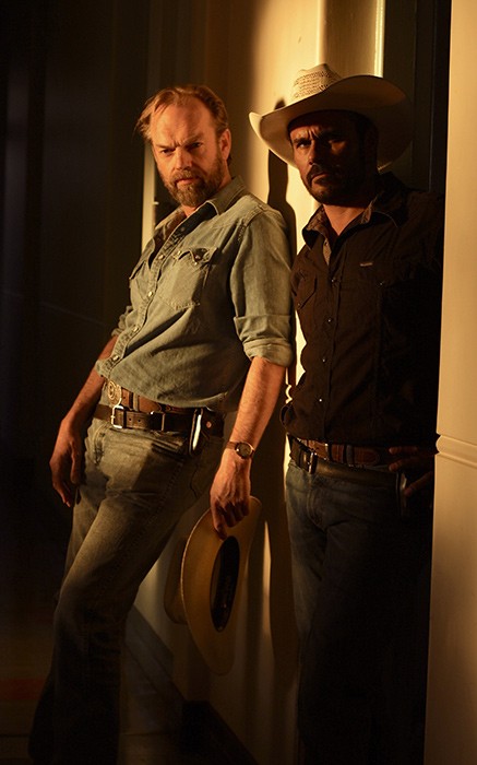 Hugo Weaving and Aaron Pedersen (stars as Jay Swan) in Well Go USA's Mystery Road (2014)