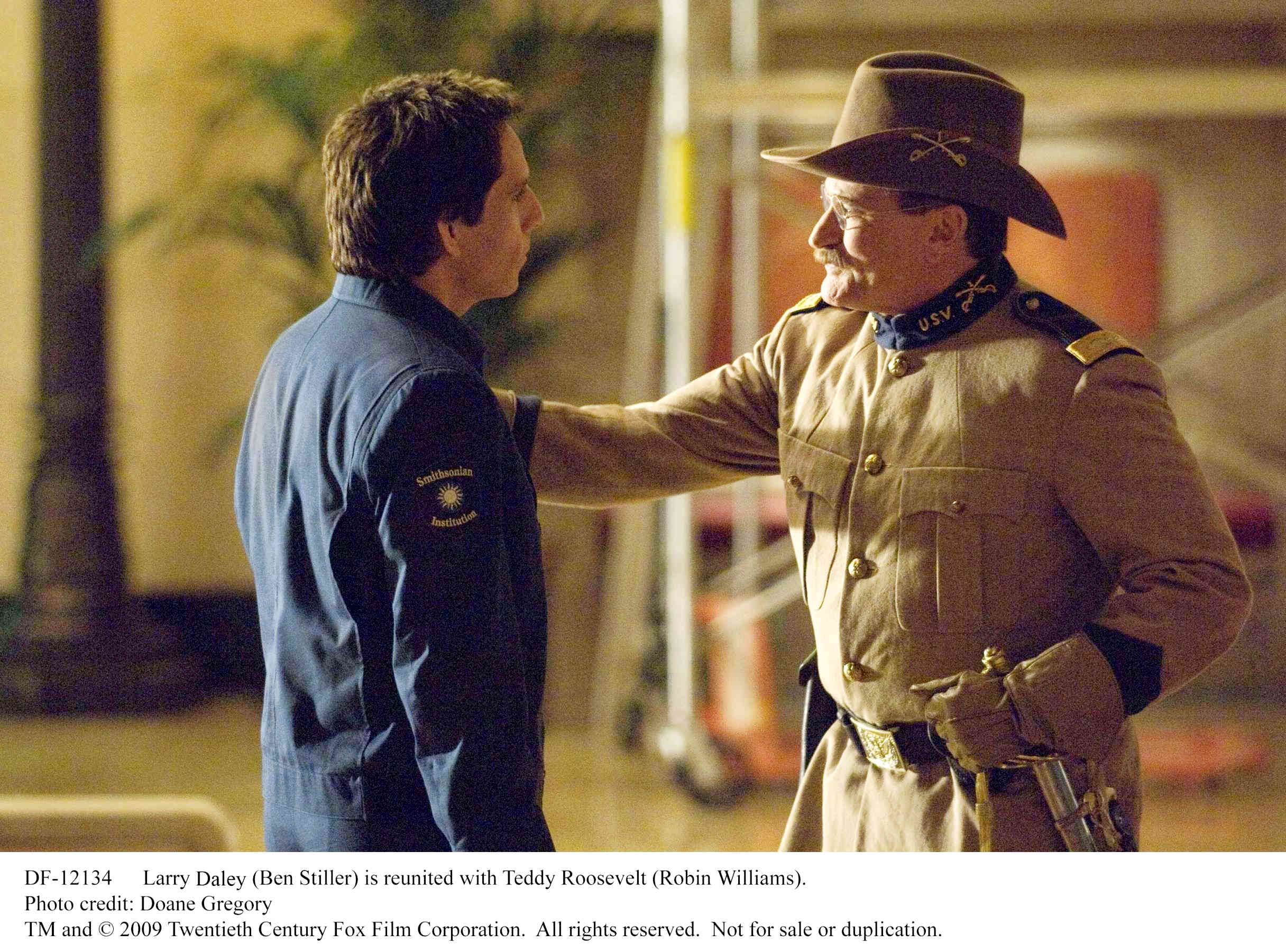 Ben Stiller stars as Larry Daley and Robin Williams stars as President Teddy Roosevelt in 20th Century Fox's Night at the Museum 2: Battle of the Smithsonian (2009). Photo credit by Doane Gregory.