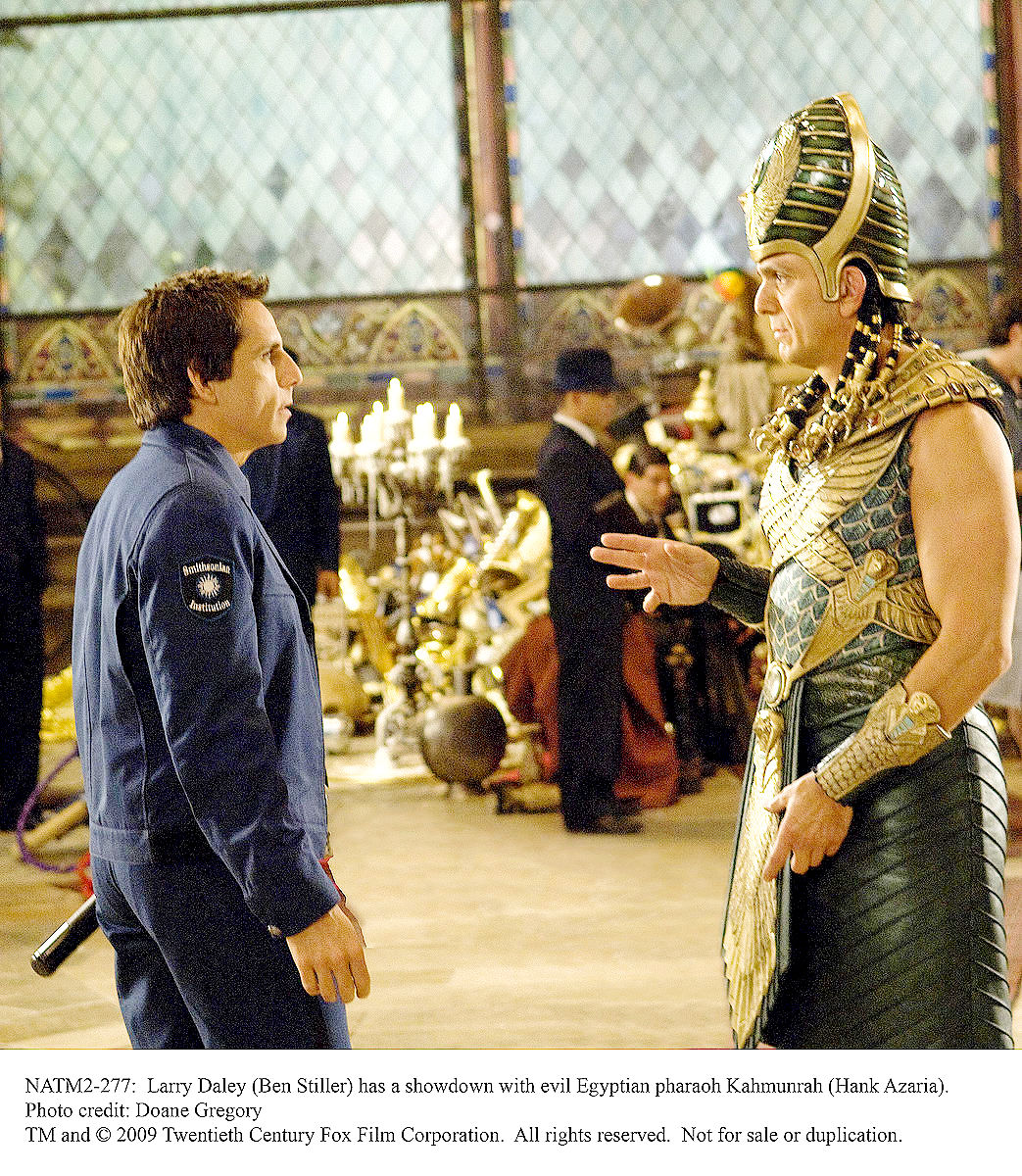 Ben Stiller stars as Larry Daley and Hank Azaria stars as Kah Mun Rah in 20th Century Fox's Night at the Museum 2: Battle of the Smithsonian (2009). Photo credit by Doane Gregory.