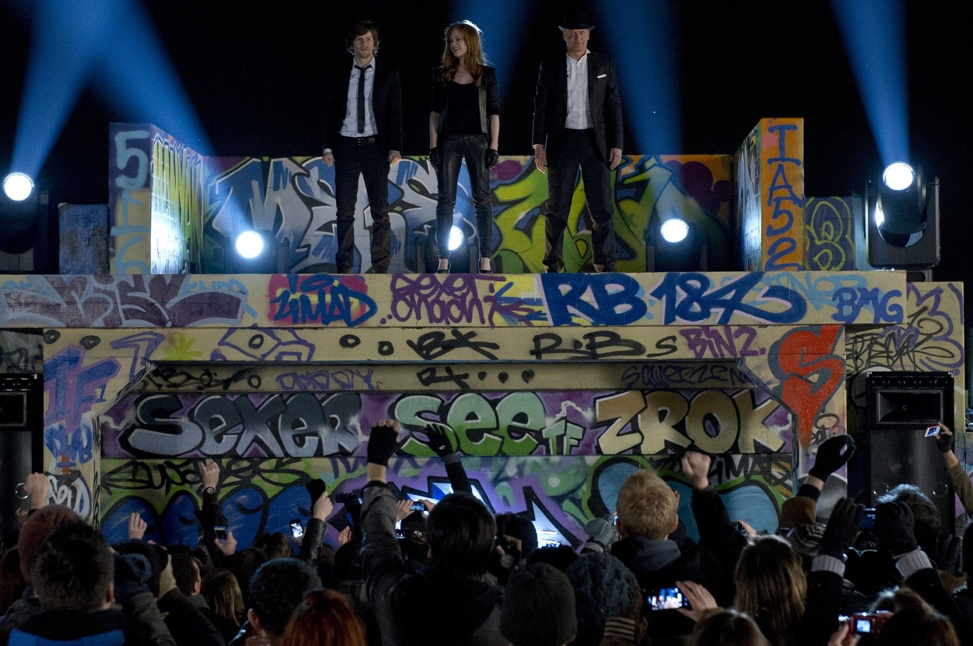 Jesse Eisenberg, Isla Fisher and Woody Harrelson in Summit Entertainment's Now You See Me (2013)