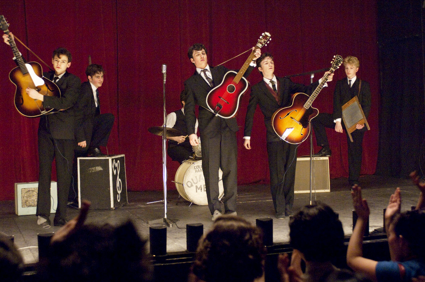 Aaron Johnson stars as John Lennon and Josh Bolt stars as Pete Shotton in The Weinstein Company's Nowhere Boy (2010)