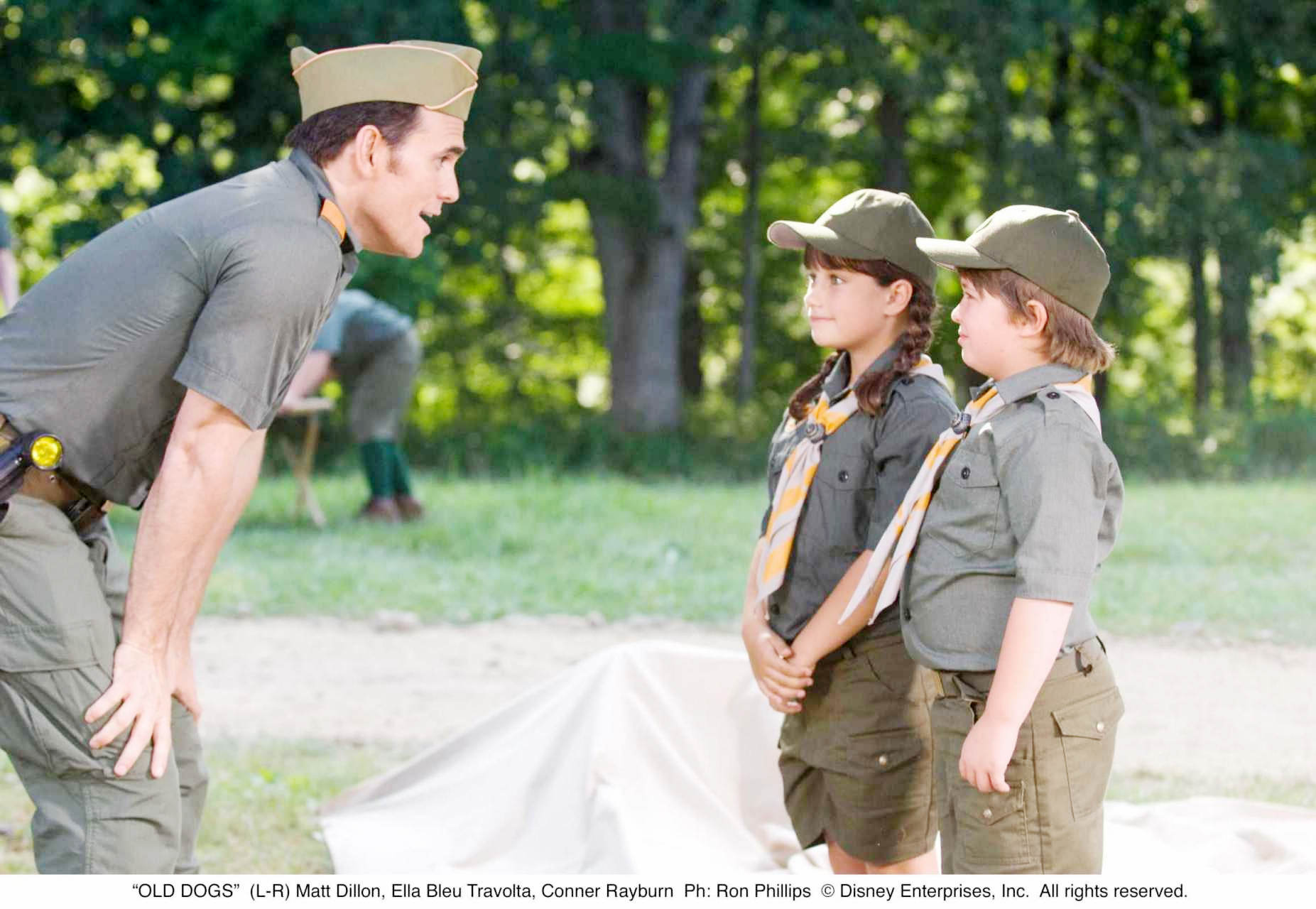 Matt Dillon, Ella Bleu Travolta and Conner Rayburn in Walt Disney Pictures' Old Dogs (2009). Photo credit by Ron Phillips.