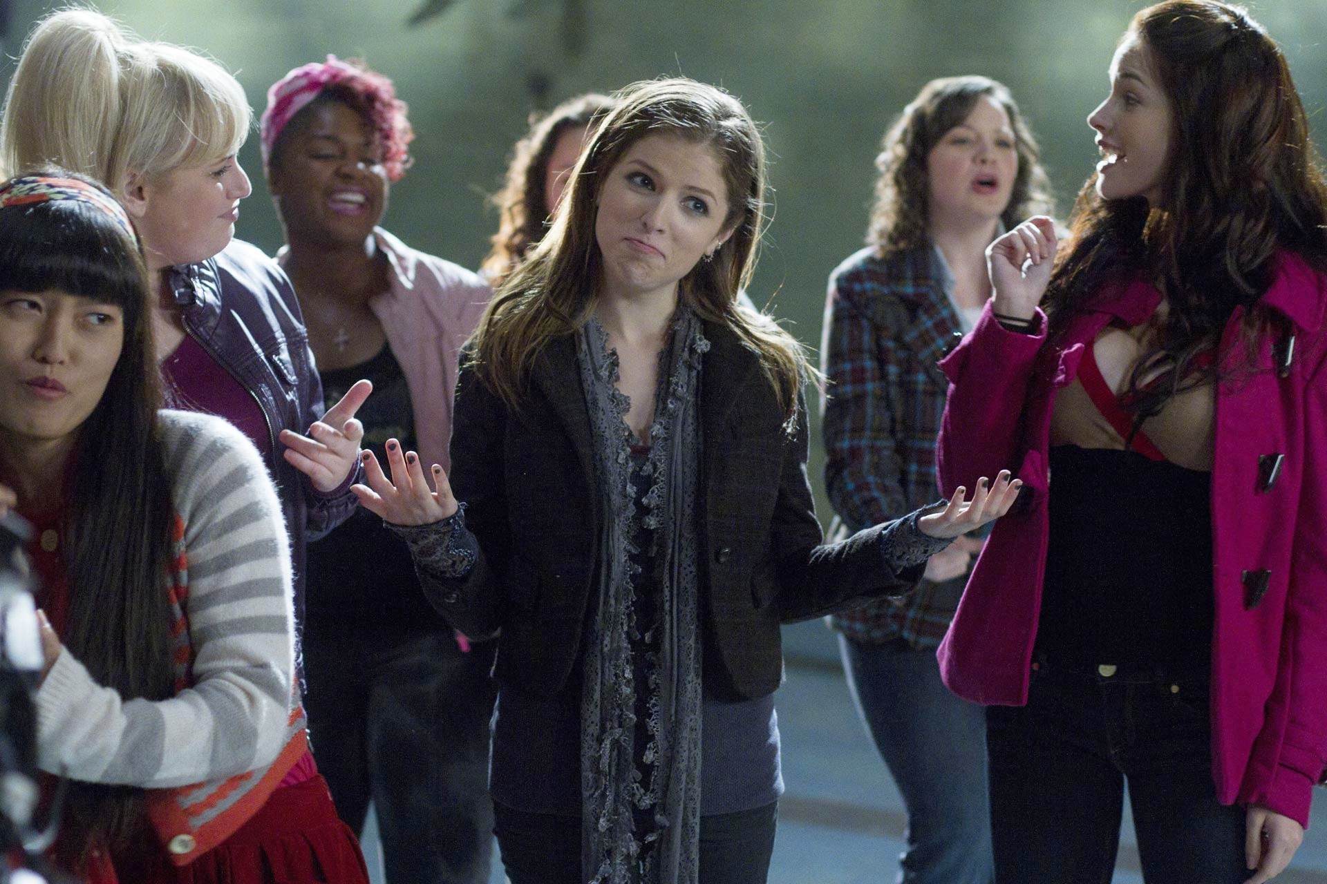Hana Mae Lee, Rebel Wilson, Anna Kendrick and Alexis Knapp in Universal Pictures' Pitch Perfect (2012)