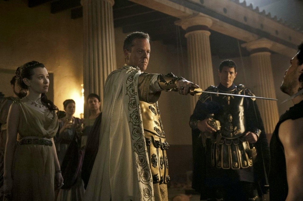 Emily Browning, Kiefer Sutherland, Sasha Roiz and Kit Harington in TriStar Pictures' Pompeii (2014)
