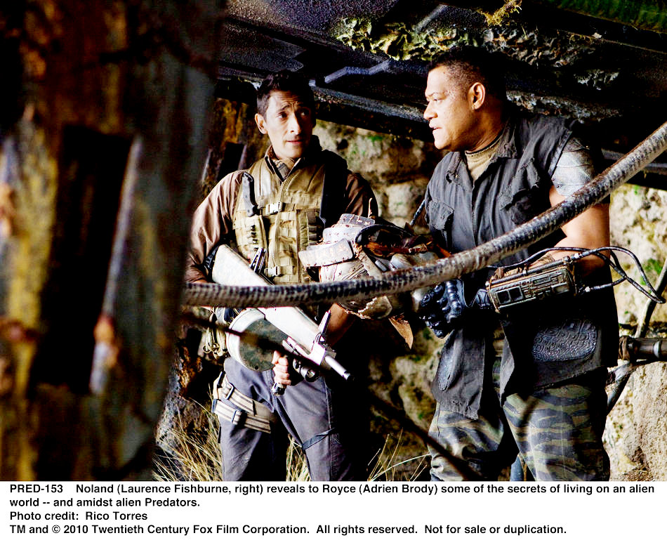 Adrien Brody stars as Royce and Laurence Fishburne stars as Noland in 20th Century Fox's Predators (2010). Photo credit by Rico torres