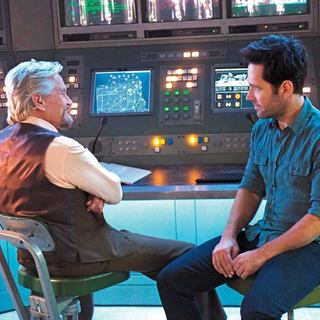 Michael Douglas stars as Hank Pym and Paul Rudd stars as Scott Lang in Walt Disney Pictures' Ant-Man (2015)