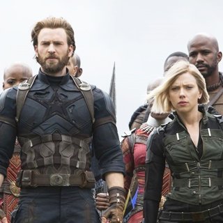 Chadwick Boseman, Chris Evans and Scarlett Johansson in Marvel Studios' Avengers: Infinity War (2018)