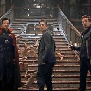 Benedict Wong, Benedict Cumberbatch, Mark Ruffalo and Robert Downey Jr. in Marvel Studios' Avengers: Infinity War (2018)