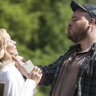 Maria Bello stars as Tess Thorne and Will Harris stars as Lester in Lifetime's Big Driver (2014)