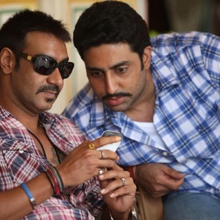 Ajay Devgan stars as Prithviraj Raghuvanshi and Abhishek Bachchan stars as Abbas Ali in FIP's Bol Bachchan (2012)