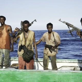 Faysal Ahmed, Barkhad Abdi, Barkhad Addirahman and Mahat M. Ali in Columbia Pictures' Captain Phillips (2013). Photo credit by Jasin Boland.