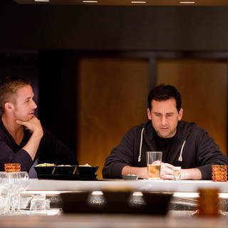 Ryan Gosling stars as Jacob Palmer and Steve Carell stars as Cal Weaver in Warner Bros. Pictures' Crazy, Stupid, Love. (2011)