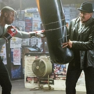 Michael B. Jordan stars as Adonis Johnson and Sylvester Stallone stars as Rocky Balboa in MGM's Creed II (2018)