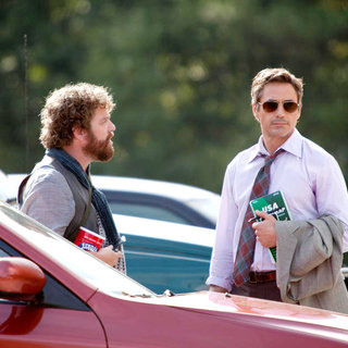 Zach Galifianakis stars as Ethan Tremblay and Robert Downey Jr. stars as Peter Highman in Warner Bros. Pictures' Due Date (2010)
