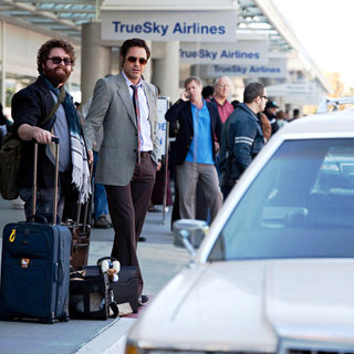 Zach Galifianakis stars as Ethan Tremblay and Robert Downey Jr. stars as Peter Highman in Warner Bros. Pictures' Due Date (2010)