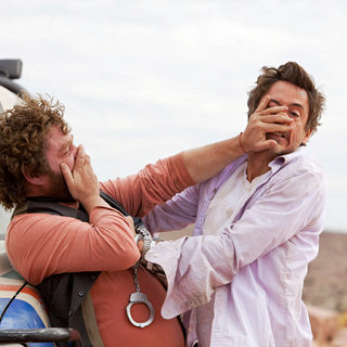 Zach Galifianakis stars as Ethan Tremblay and Robert Downey Jr. stars as Peter Highman in Warner Bros. Pictures' Due Date (2010)