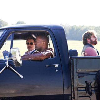 Robert Downey Jr., Jamie Foxx and Zach Galifianakis in Warner Bros. Pictures' Due Date (2010)